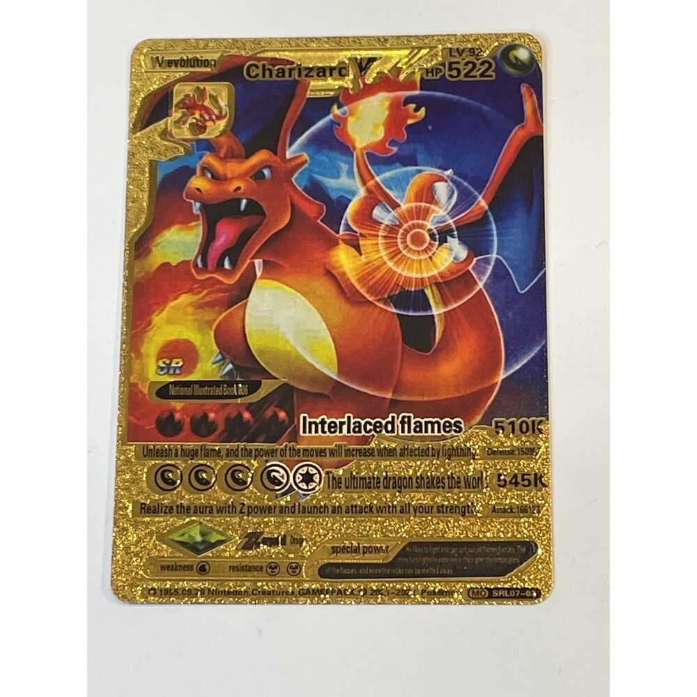 Charizard Pokemon Gold Full Art Card Lot of 16 Fan Art Novelty Rainbow Rare - Picture 2 of 7
